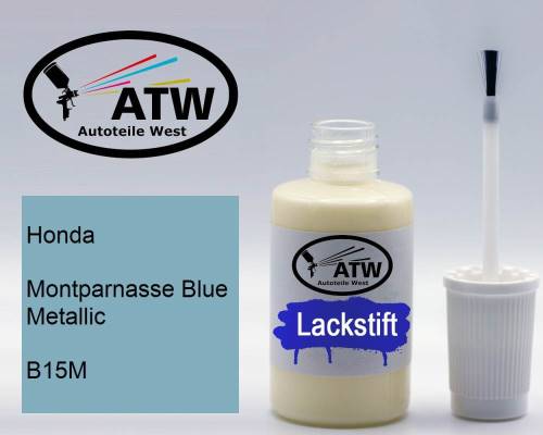 Honda, Montparnasse Blue Metallic, B15M: 20ml Lackstift, von ATW Autoteile West.